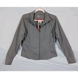 Jockey Women's Medium Tulip Hem Long Sleeve Yoga Jacket Color Fog Grey NWT